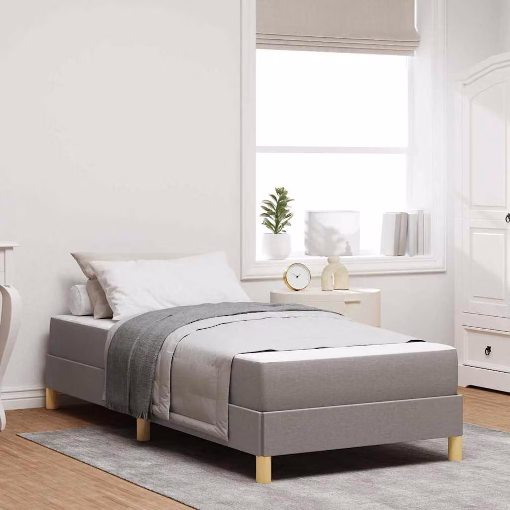 Letto a molle insacchettate "Maison Exclusive", color tortora, 90 x 190 cm, rivestito in tessuto