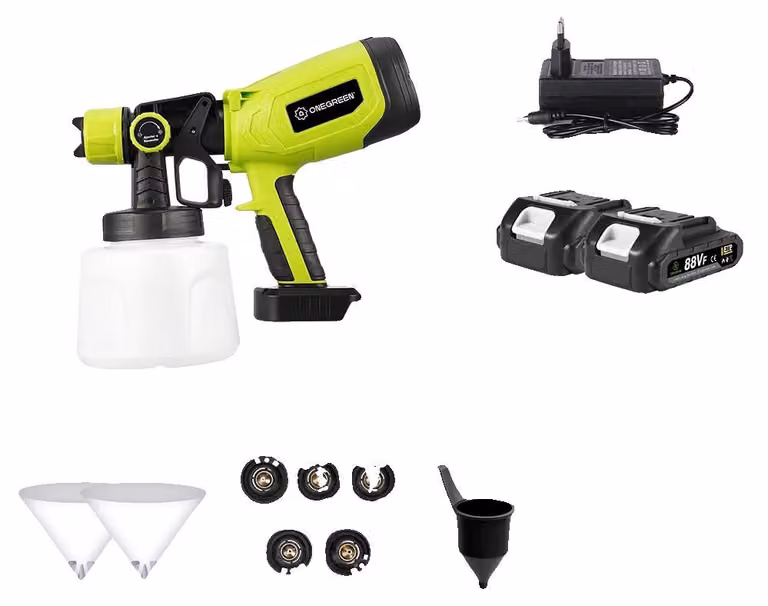 Pistola a spruzzo elettrica, alta efficienza, utilizzo versatile, set con 2 batterie
