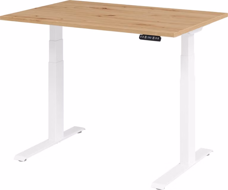 Scrivania regolabile in altezza XDKB | 2 motori | 120 - 180 cm | elettrica, dimensioni piano:120 x 80 cm, colore piano:rovere nodoso, colore struttura:bianco