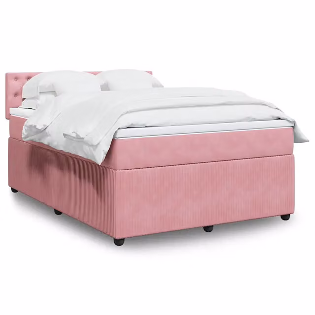 Giroletto a Molle con Materasso Rosa 140x190 cm in Velluto 3287751