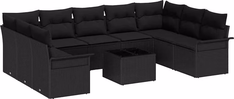 Set Divano da Giardino 10 pcs Beige polyrattan