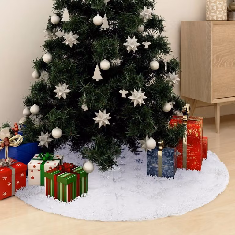 Maison Exclusive - Gonna a forma di albero di Natale bianca, 122 cm, in Pelliccia sintetica