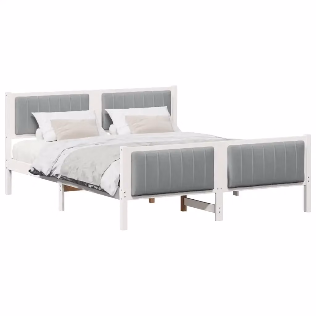 Struttura del letto moderna vidaXL in legno e tessuto, Bianco e Grigio, L/P/H: 160 x 200 x 85,5 cm – 2