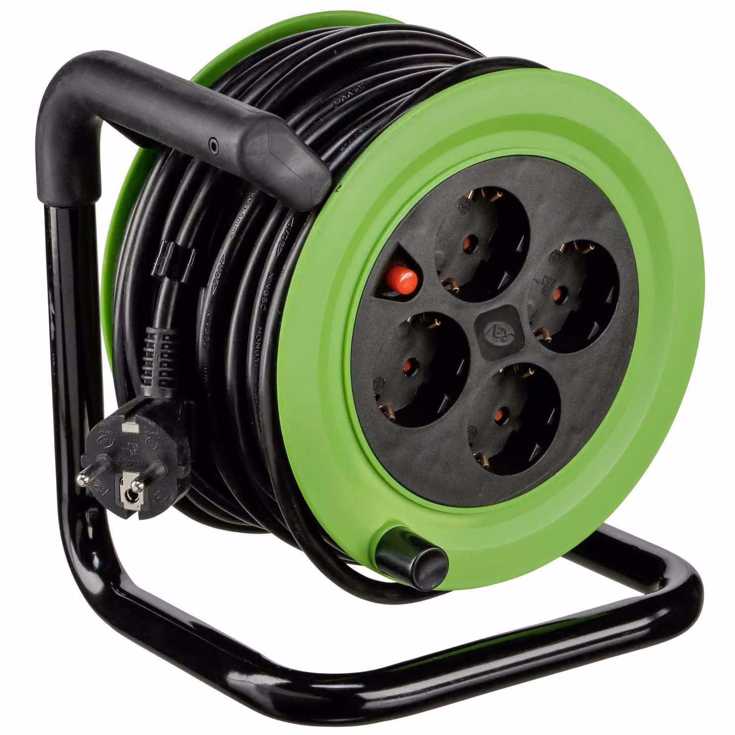 REV 0010043812 REV Minikabeltrommel 4fach 15m grün schwarz
