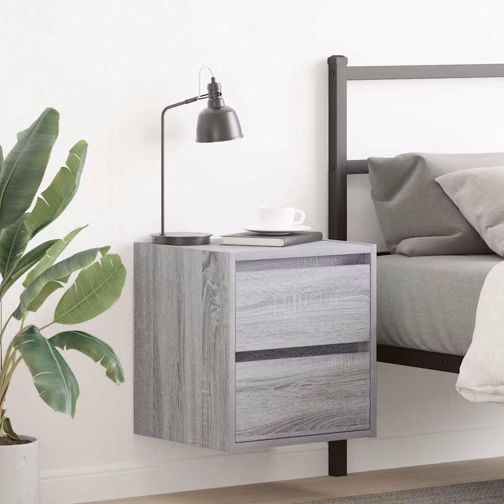Comodino a muro vidaXL Grigio Sonoma L: 38 cm, P: 34 cm, H: 40 cm