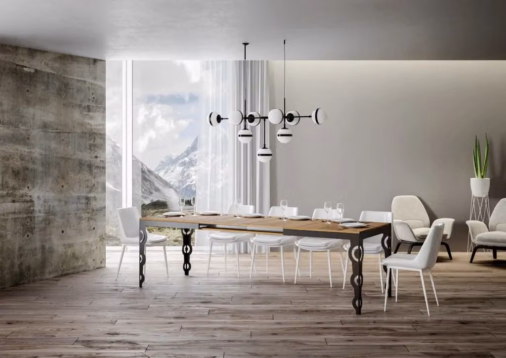Tavolo allungabile Itamoby Evolution in rovere con telaio antracite L: 90-420 cm, P: 160 cm, H: 77 cm – 2