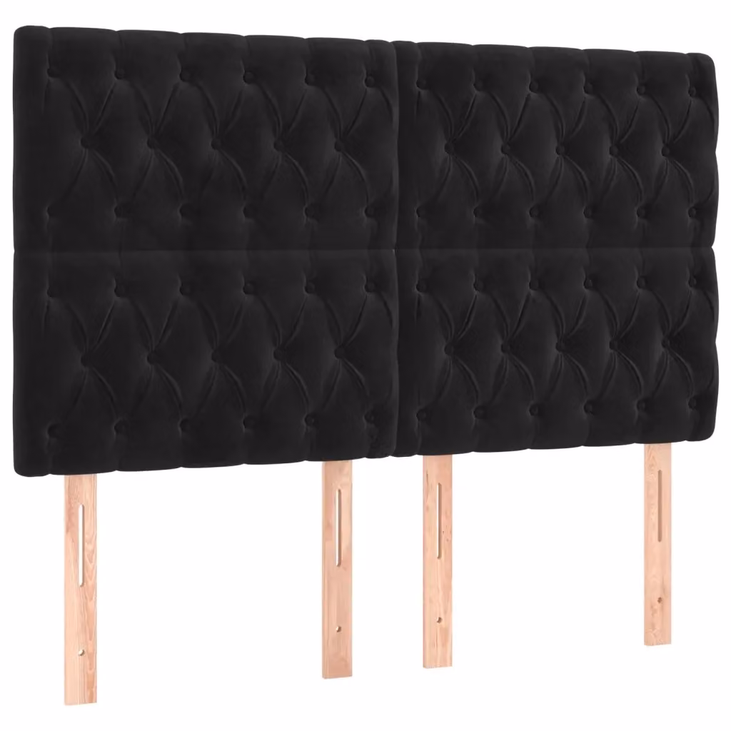 Testiera per letto vidaXL in velluto nero con struttura in legno e MDF, L: 160 cm, P: 7 cm, H: 118-128 cm – 2