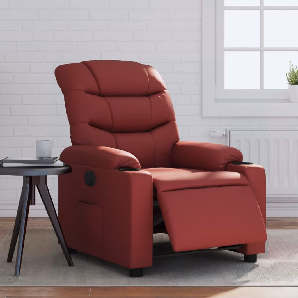 Poltrona Reclinabile Elettrica vidaXL in Similpelle Rossa con Braccioli e Funzione Auto-Return – 1