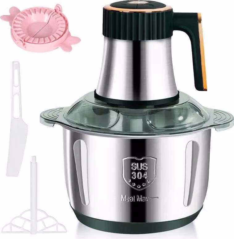 Tritacarne elettrico, acciaio inox, capacità 5 litri, verde 5 litri, 220V
