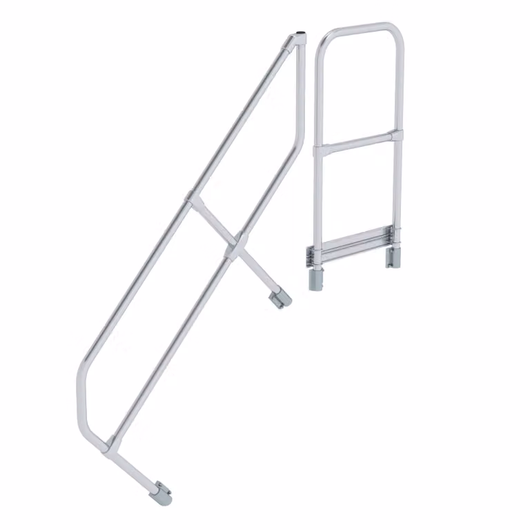 Scala con piattaforma a 45° secondo corrimano per 5 gradini inclinazione 45°