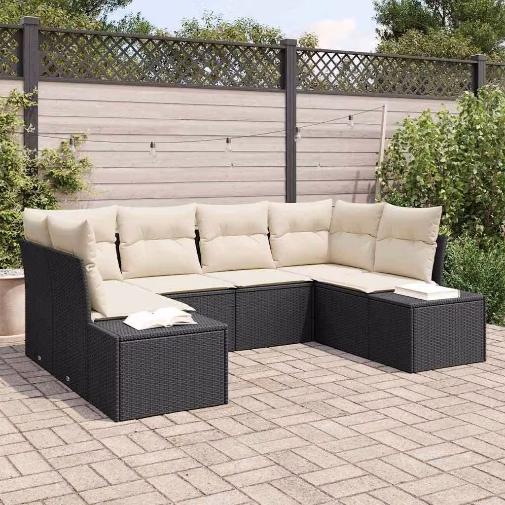 Maison Exclusive - Set da giardino composto da 6 pezzi, divano in rattan sintetico nero