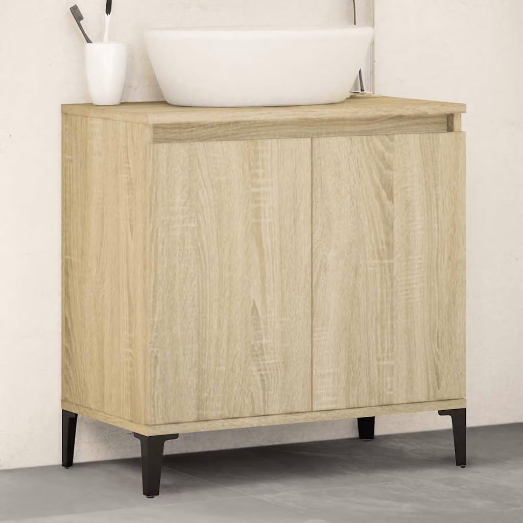 Mobile Lavabo vidaXL in Rovere Sonoma Marrone con Ante a Battente, L/P/H: 58 x 33 x 60 cm