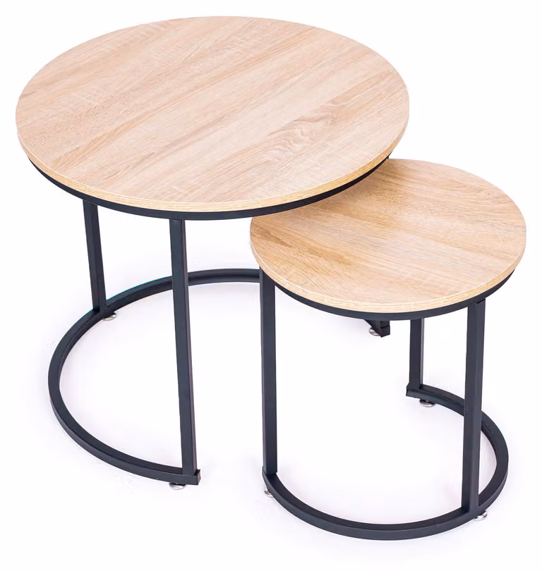 Set di 2 tavolini da caffè rotondi in stile loft ModernHome