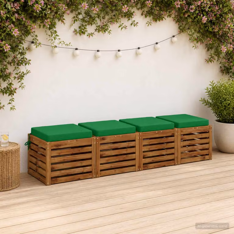 Set di 4 cuscini per sedia vidaXL SOEST in poliestere verde con rivestimento lavabile e resistente ai raggi UV