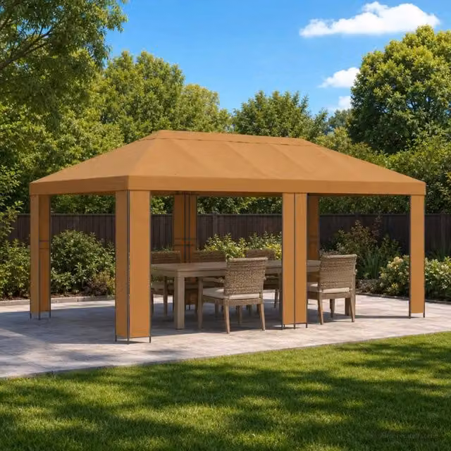 Gazebo da giardino 6 x 3 m Beige Poliestere e Acciaio 190 gsm 3376007