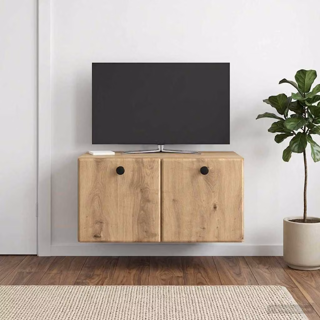 Mobile Porta TV da Muro vidaXL in Rovere Artigianale Marrone, L: 59,5 cm, P: 41 cm, H: 30 cm