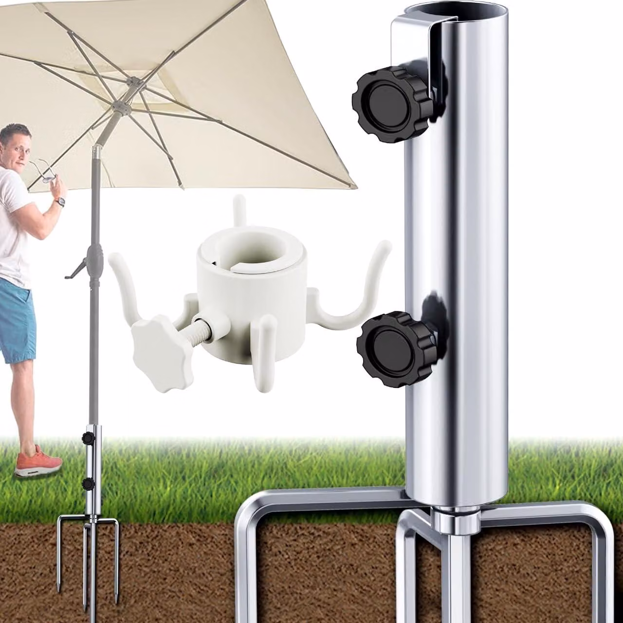 Solidchoice - Supporto robusto per ombrellone con gancio