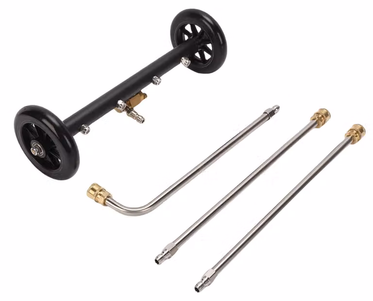 Accessorio per idropulitrice con carrello da 16 pollici, attacco rapido da 1/4", 4400 PSI, spazzola ad acqua 2 in 1 per la pulizia della parte inferiore dell'auto
