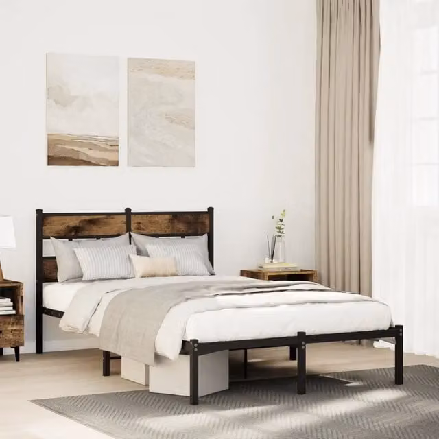 Giroletto senza Materasso in Metallo-Struttura Letto Rovere Fumo 120x200 cm 852443