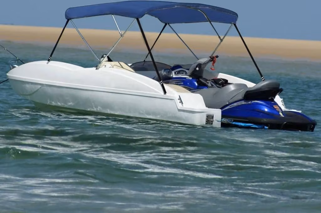 Bimini di Prua con Tendalino a 3 Archi Blu 183x160x137 cm