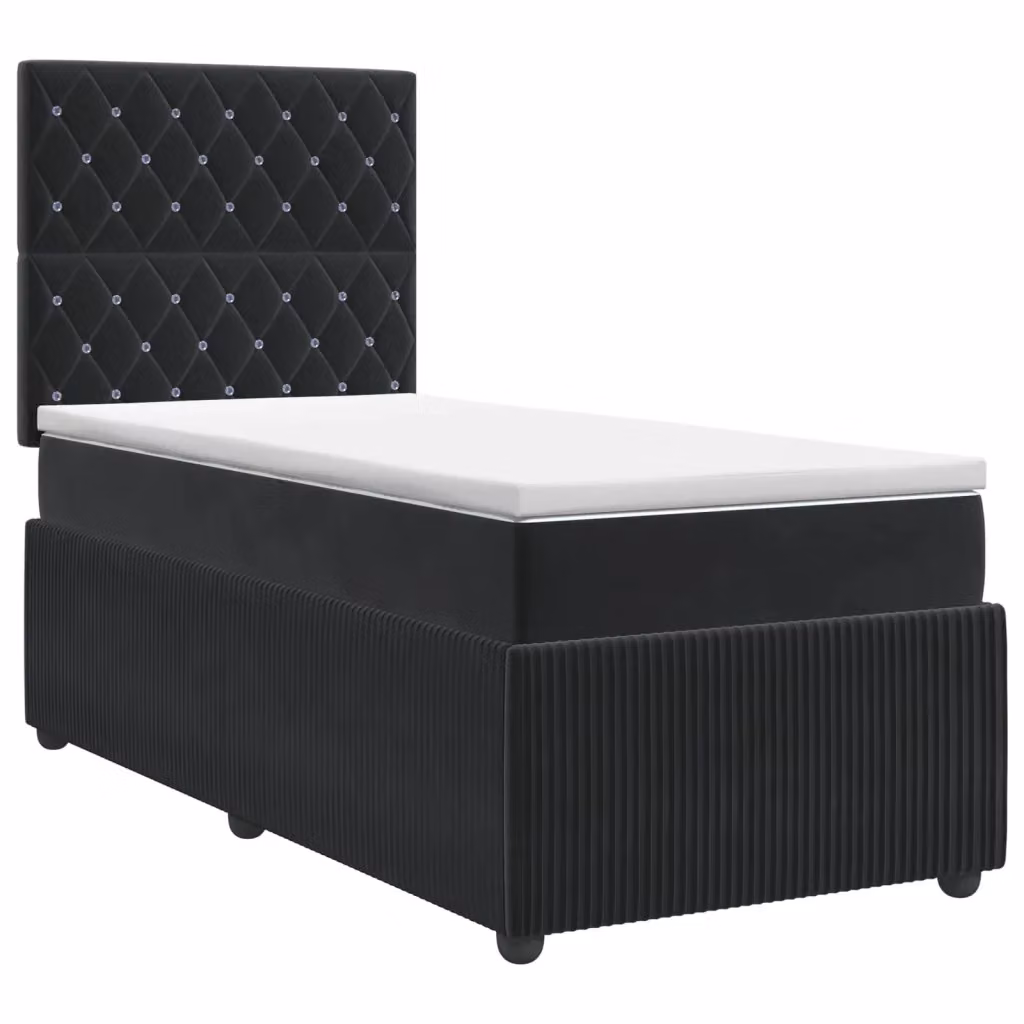 Letto box spring con materasso ibrido vidaXL in velluto nero L: 100 cm, P: 200 cm – 2