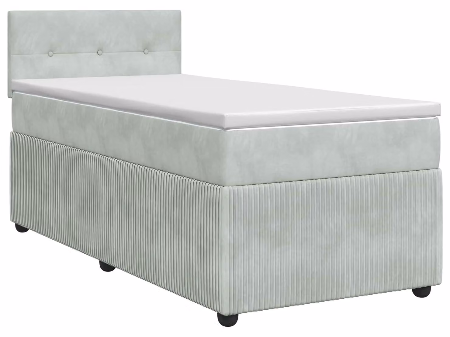 Letto a molle con materasso grigio chiaro 90 x 190 cm in velluto