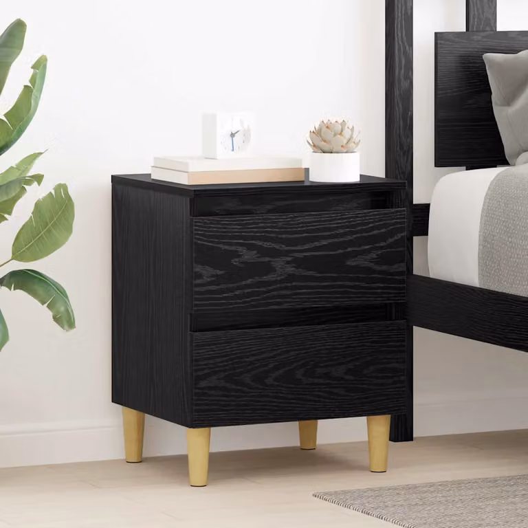 Armadietto per letto vidaXL in Rovere Nero, L 40 cm x P 35 cm x H 50 cm