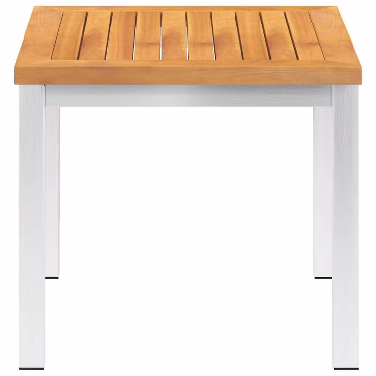 Tavolino da Giardino 45x45x38cm in Legno Acacia e Acciaio Inox