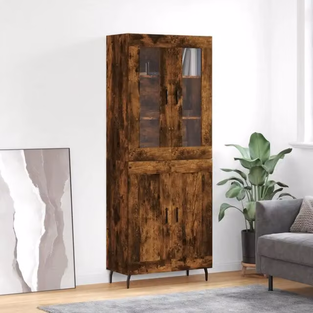 Credenza Rovere Fumo 69,5x34x180 cm in Legno Multistrato 3198358