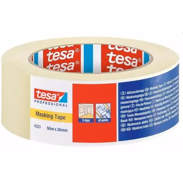 tesakrepp nastro adesivo per pittori per tutti gli usi Basic 4323, 50 m x 38 mm, giallastro
