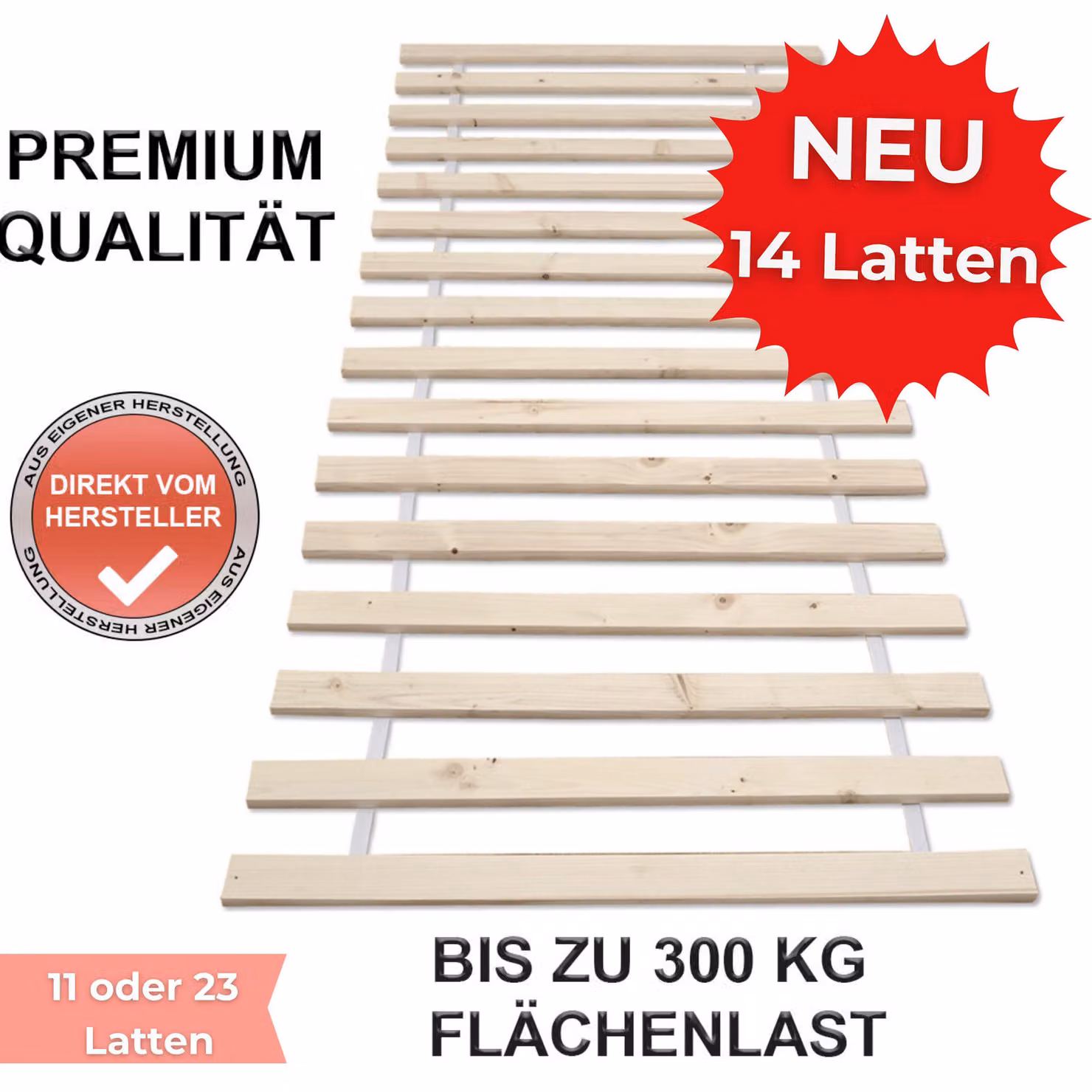Telaio a doghe rotanti Telaio a doghe rotanti Doghe in legno Telaio per letto Doghe 90 x 200 cm 23 doghe (Premium B)