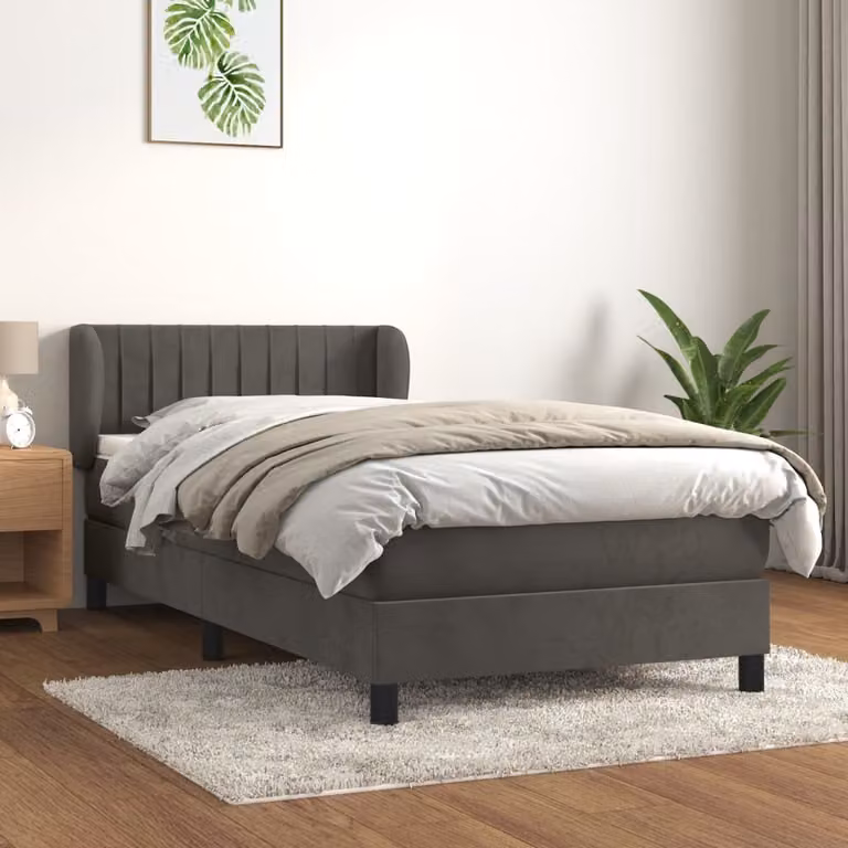 Maison Exclusive - Giroletto a Molle con Materasso Grigio Scuro 90x200 cm Velluto