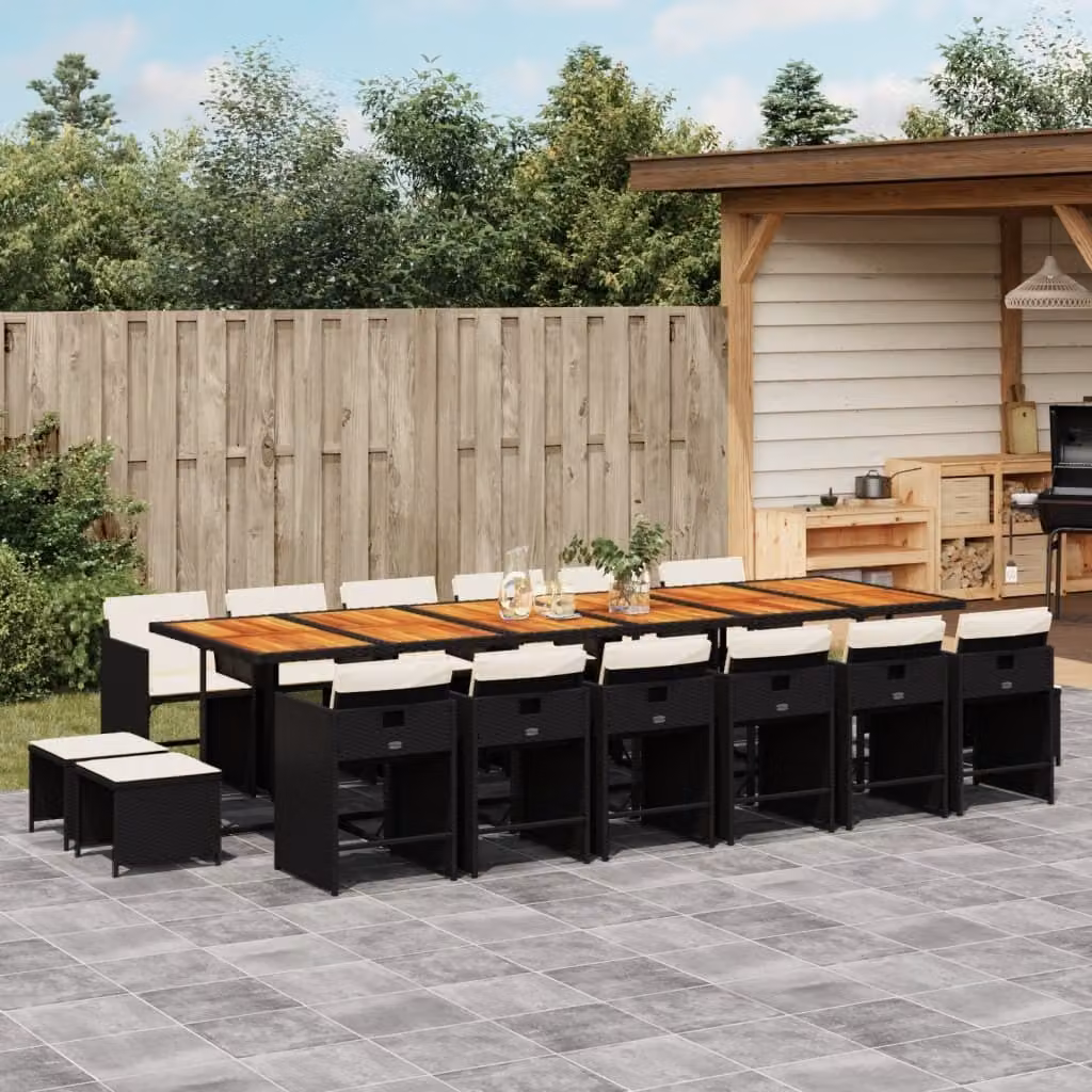 Maison Exclusive - Set da Pranzo da Giardino 17 pz con Cuscini Nero in Polyrattan
