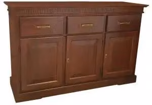 Credenzone in legno arte povera 2 ante 6 cassetti mod goccia noce scuro