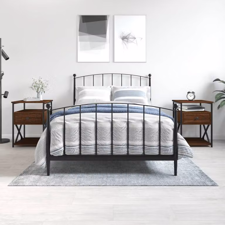 Set di 2 comodini vidaXL in legno multistrato color rovere marrone, L 40 cm x P 42 cm x H 55 cm