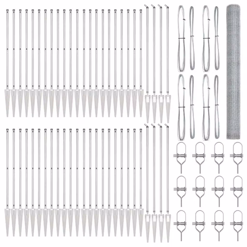 Recinzione esagonale in acciaio zincato con palo vidaXL, Argento, L: 100 cm, H: 1,5 m – 2