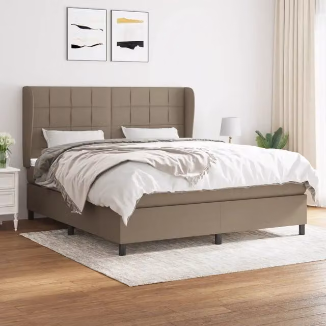 Letto Ibrido vidaXL con Giroletto a Molle e Materasso in Tessuto, Colore Beige e Bianco, L/P/H: 160 x 200 x 128 cm – 1