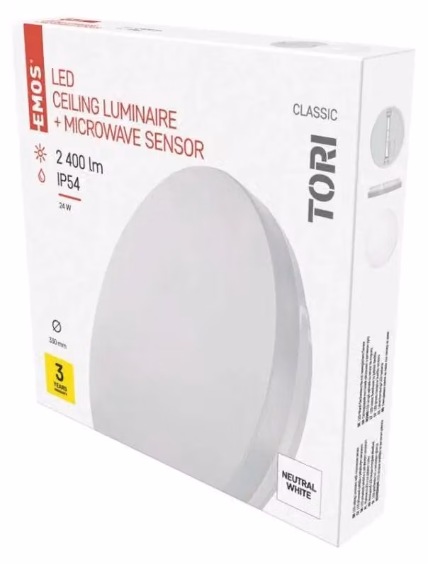 EMOS Apparecchio LED con sensore di movimento TORI 33 cm, 24 W, bianco neutro, IP54, ZM4329