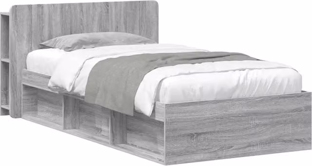 Letto singolo | Letto per adulti | Telaio del letto con storage Sonoma grigio 100 x 200 cm