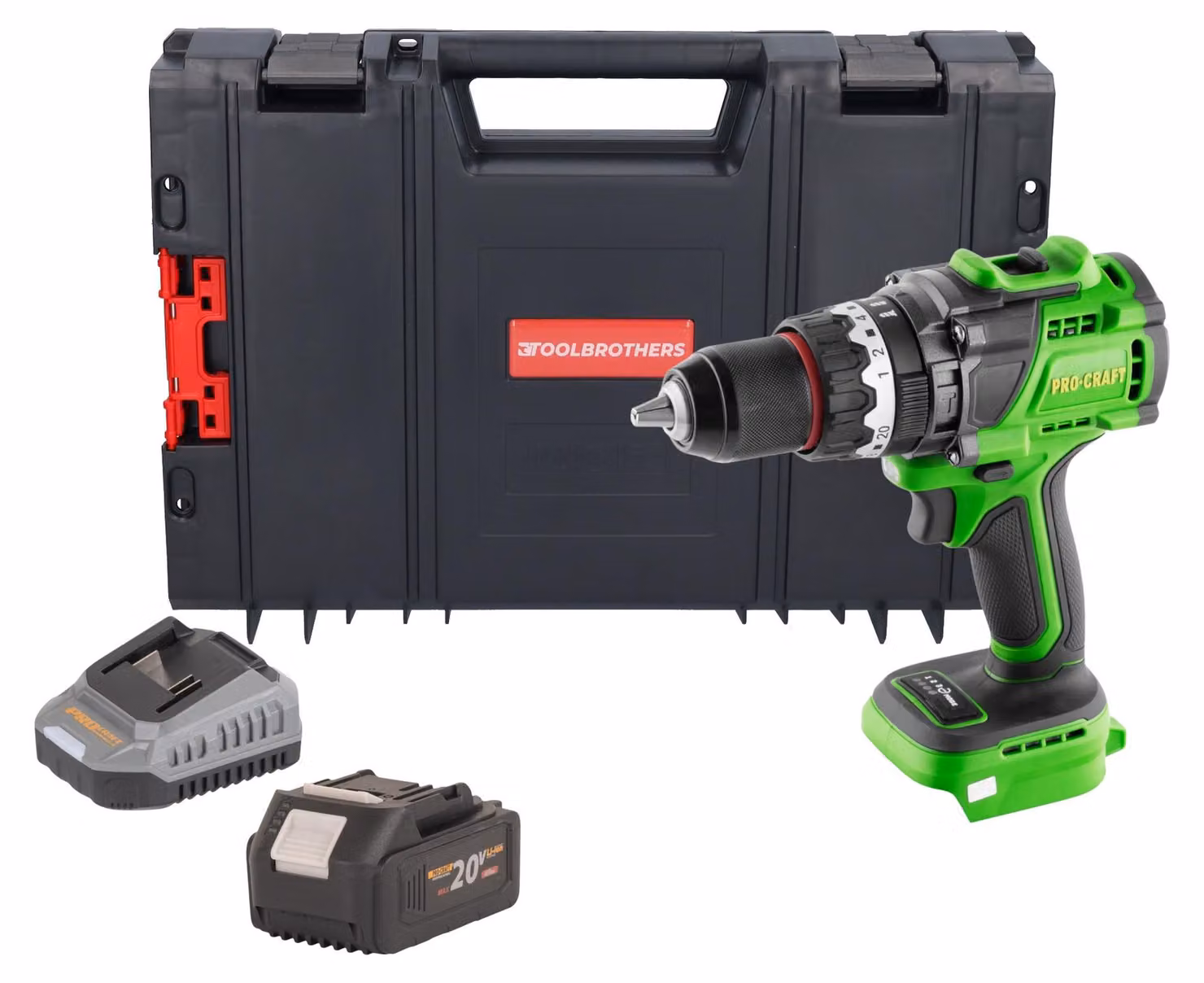 Avvitatore a percussione a batteria Procraft PA18ProBL-BB 20 V 180 Nm Brushless + 1x batteria 4,0 Ah + caricabatteria + valigetta porta attrezzi RHINO