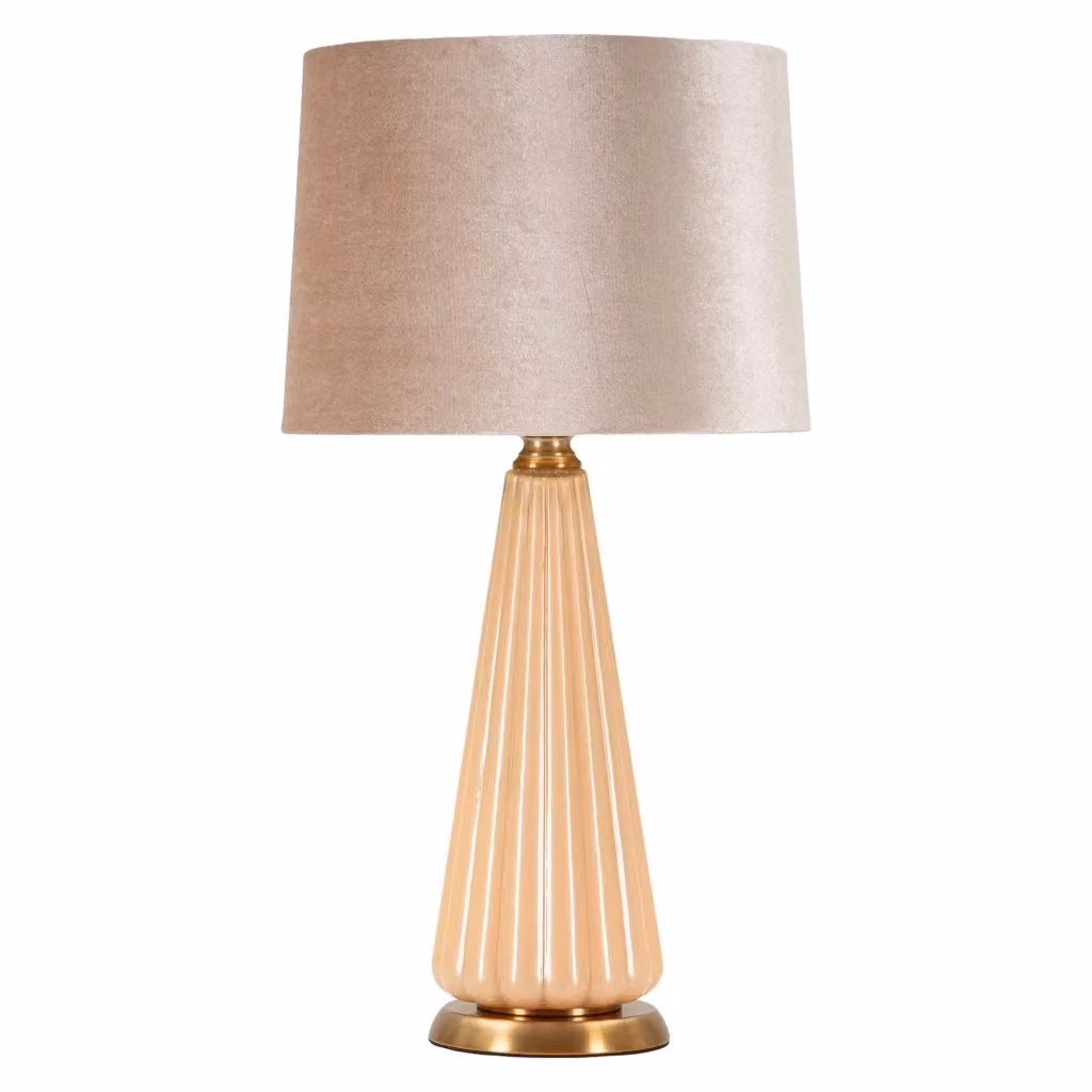 Lampada da Tavolo Moderna in Metallo e Tessuto, Disponibile in Rosa, Beige o Bronzo, con Paralume a Cilindro e Attacco E27 – 2