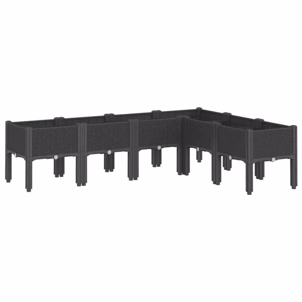 Fioriera da giardino con gambe vidaXL in plastica nera L: 160 cm, P: 120 cm, H: 42 cm – 2