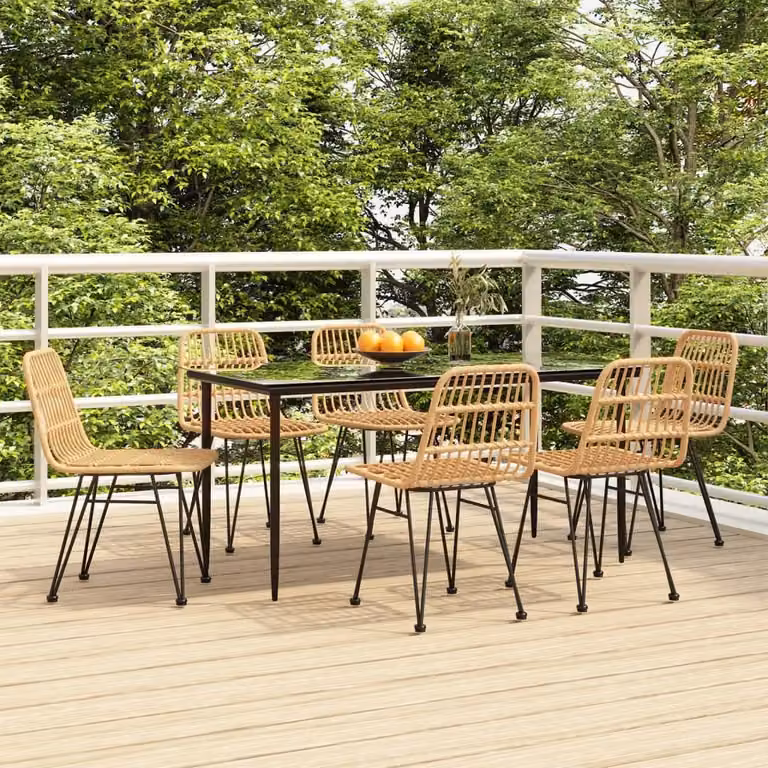 Maison Exclusive - Set da pranzo da giardino in rattan sintetico, 7 pezzi