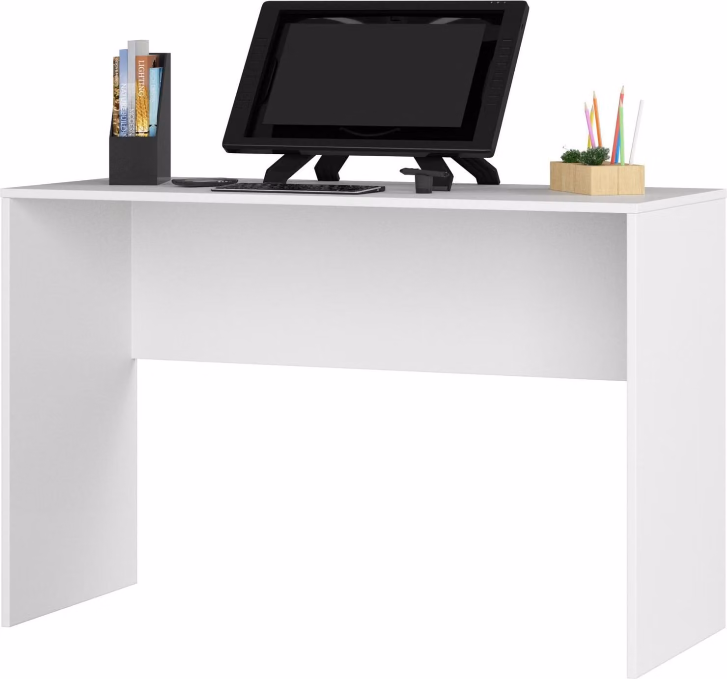 Set scrivania angolare da 120 cm con cassettiera (1 cassetto, 1 anta, 6 scomparti) - scrivania da lavoro