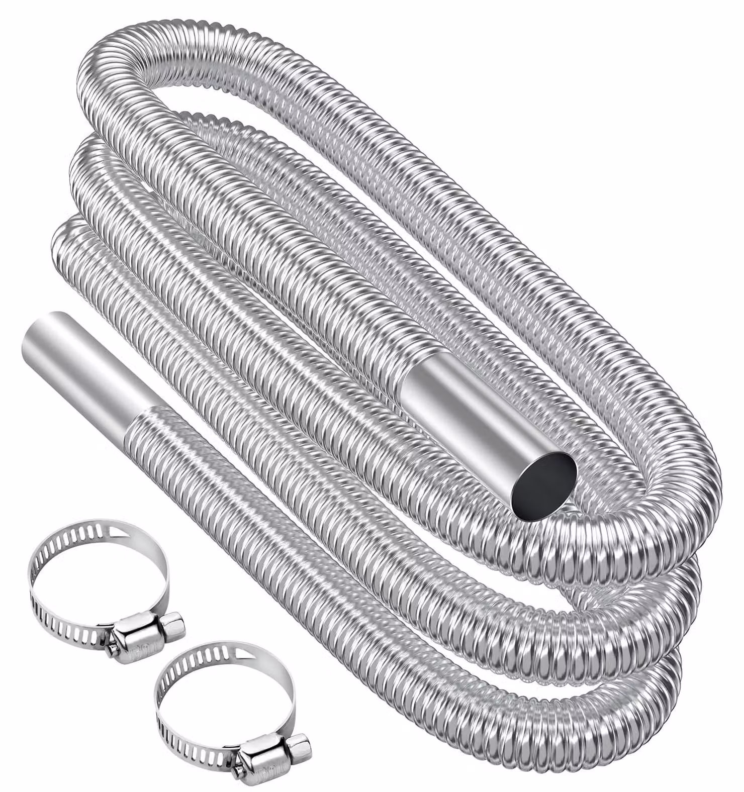 Scarico per riscaldatore ausiliario - 300 cm - Acciaio inossidabile - Diametro 25 mm - Con morsetti - Per generatori di riscaldamento diesel