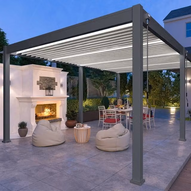 Pergola bioclimatica autoportante Ombrea VS L: 6 m, P: 4 m - Antracite/bianco