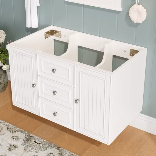 Mobile bagno sospeso REDOM bianco in MDF laccato con ante e cassetti L: 78,5 cm, P: 46 cm, H: 46,8 cm