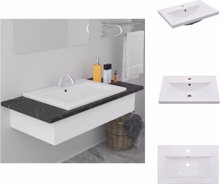 vidaXL Lavabo da incasso 61x39,5x18,5 cm in Vetroceramica bianca - Lavabo da bagno