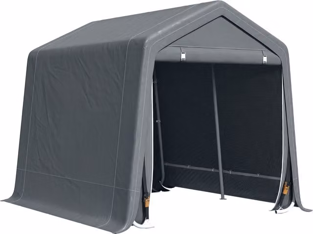 Outsunny Tendone Garage per Auto, Moto e Attrezzi in Metallo e Tessuto PE, Grigio, L 280 x P 240 x H 240 cm
