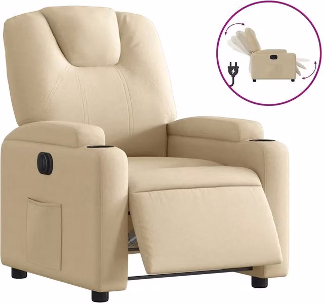 Poltrona | Sedia Relax Elettrica Reclinabile Crema in Tessuto